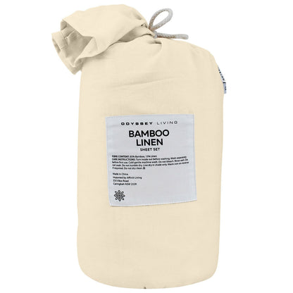 Odyssey Living Bamboo Linen Sheet Set 4 Piece Queen Natural
