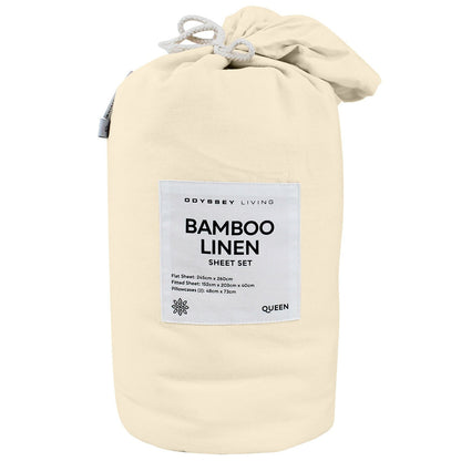 Odyssey Living Bamboo Linen Sheet Set 4 Piece Queen Natural