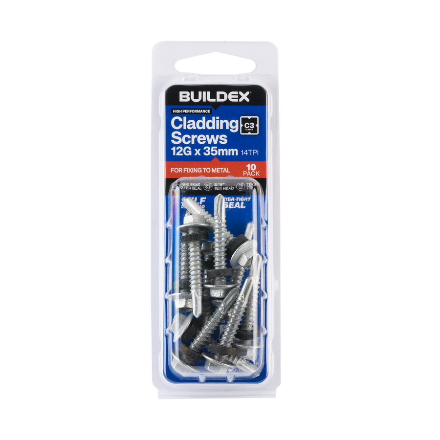 Buildex Roofing Teks Screws 12g x 35mm - Class 3 - 10 Pack - Self-Drilling - SuperSaverAU - view 1