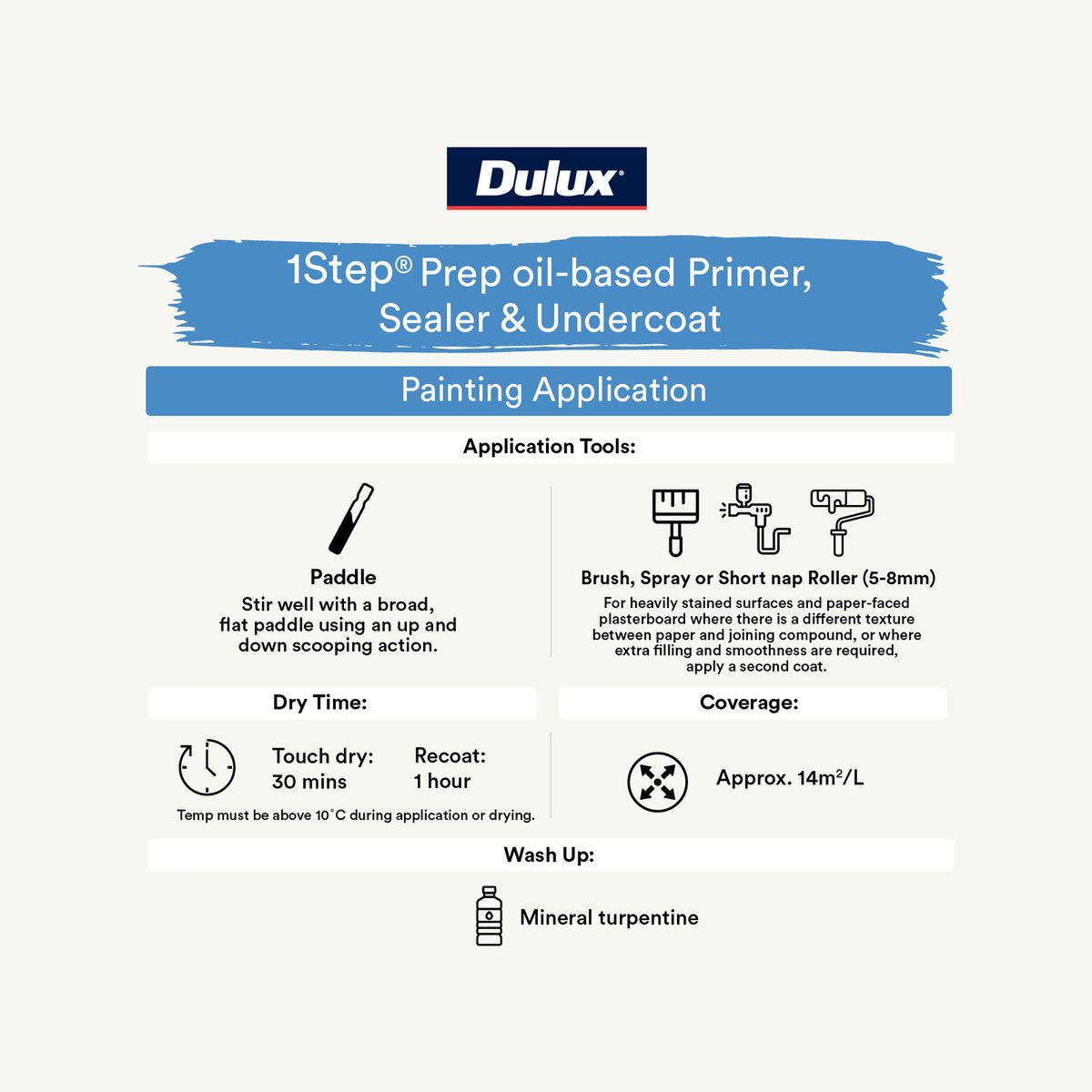 Dulux White Prepcoat 1L Oil Based Primer Sealer Fast Drying - SuperSaverAU - view 5