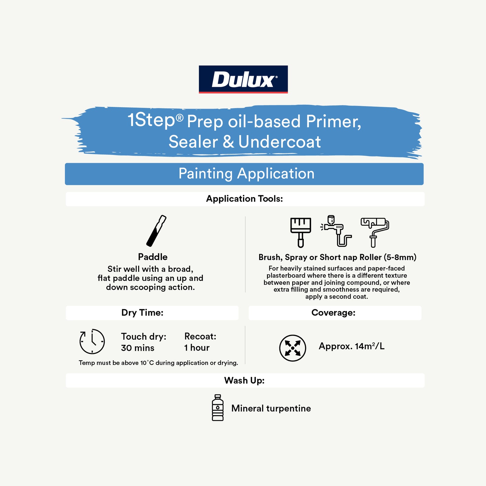 Dulux Prepcoat 1Step Oil Based Primer Sealer & Undercoat 500ml White