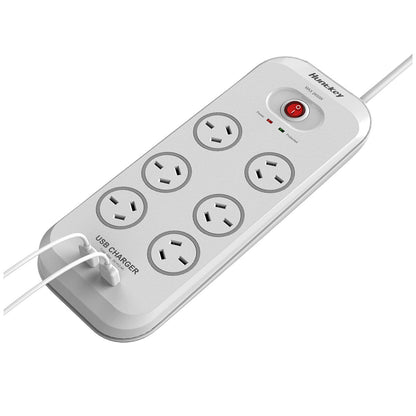 Huntkey 6 Way Powerboard With 2 USB Port And Surge Protection 2 Piece Pack SAC607X2