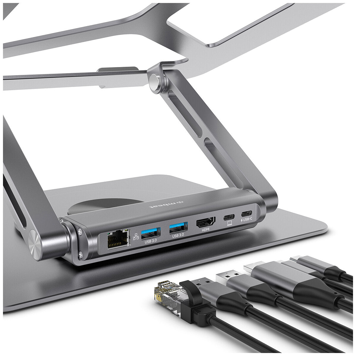mBeat Stage S12 Rotating Laptop Stand with USB-C Docking Station Space Grey MB-STD-S12GRY - SuperSaverAU - view 2
