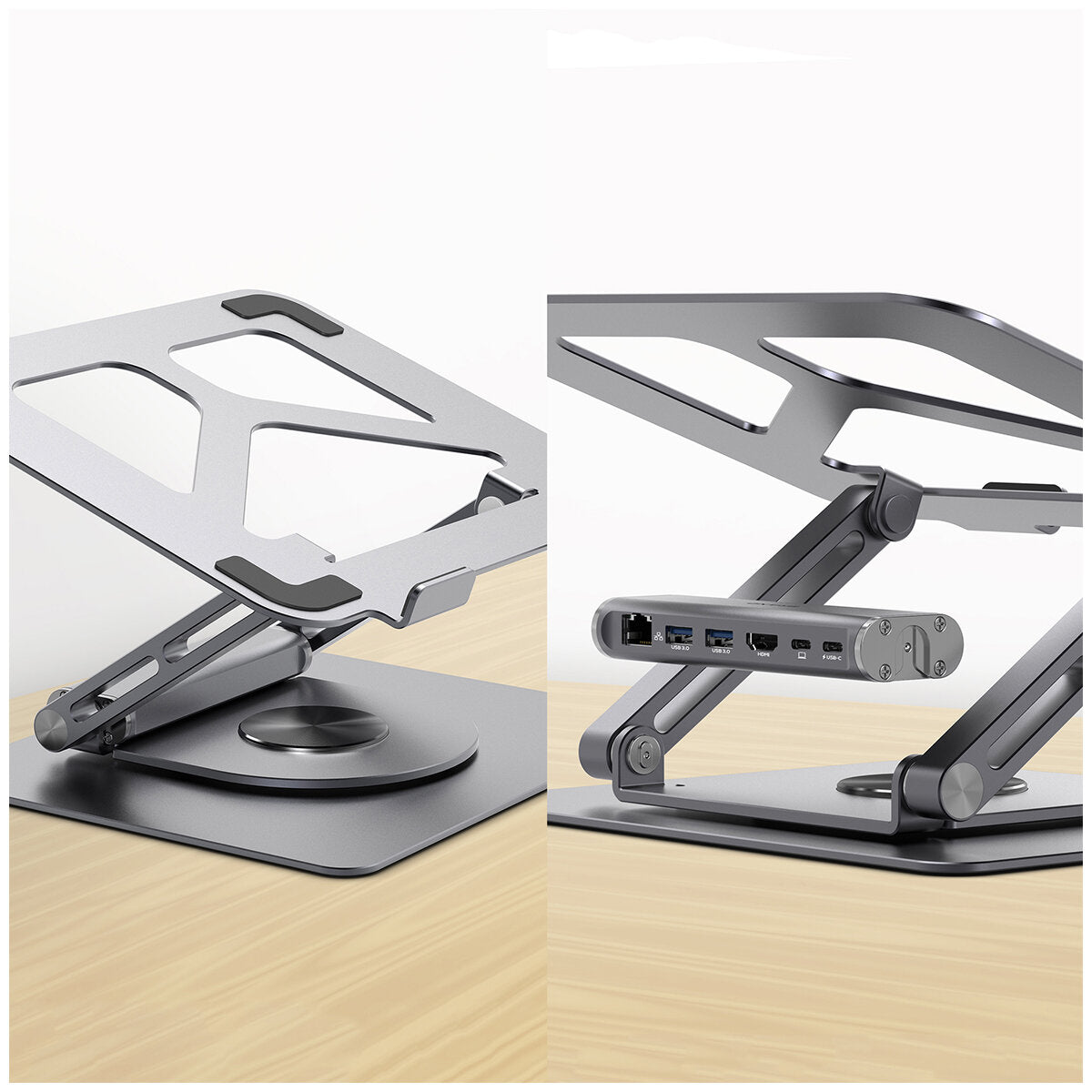 mBeat Stage S12 Rotating Laptop Stand with USB-C Docking Station Space Grey MB-STD-S12GRY - SuperSaverAU - view 3