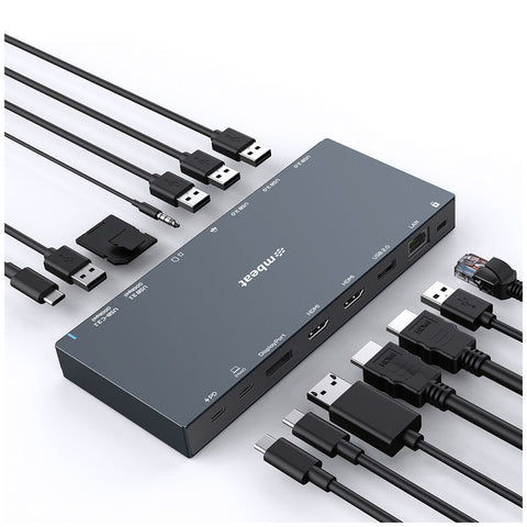 mBeat 15 In 1 Triple Display USB-C Dock MB-UCD-X15 Space Grey HDMI x 2, DP x 1 - SuperSaverAU - view 2