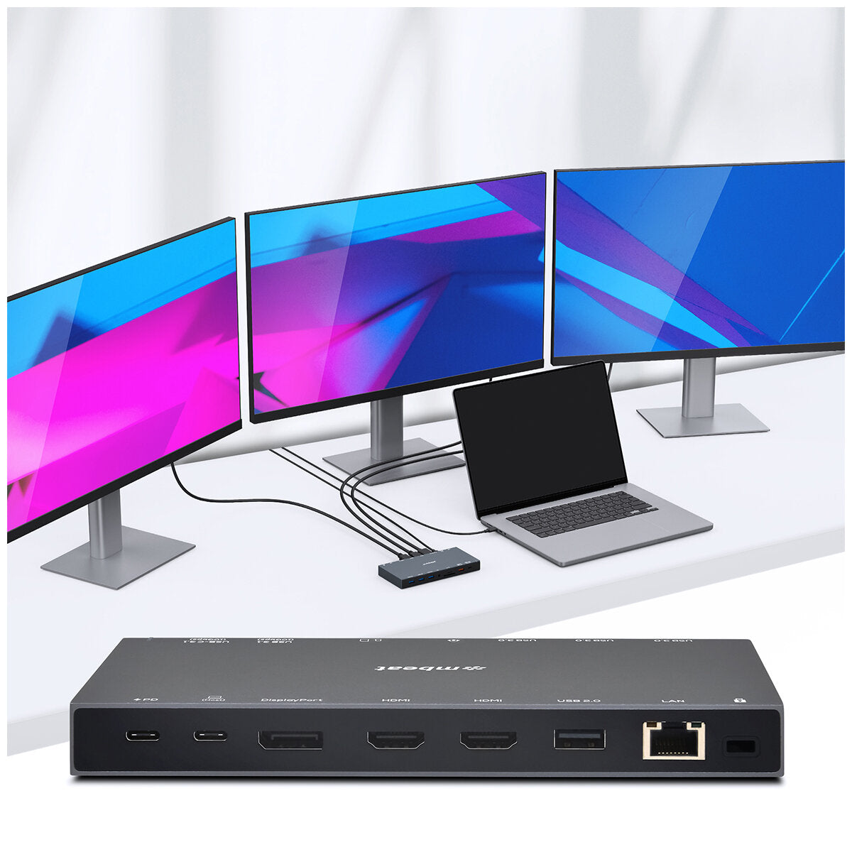 mBeat 15 In 1 Triple Display USB-C Dock MB-UCD-X15 Space Grey HDMI x 2, DP x 1 - SuperSaverAU - view 6