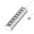 mBeat 7 Port USB 3.0 Aluminium Slim Hub With Power For PC And Mac Silver MB-HUB768 - SuperSaverAU - view 1