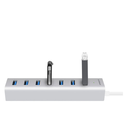 mBeat 7 Port USB 3.0 Aluminium Slim Hub With Power For PC And Mac Silver MB-HUB768 - SuperSaverAU - view 2