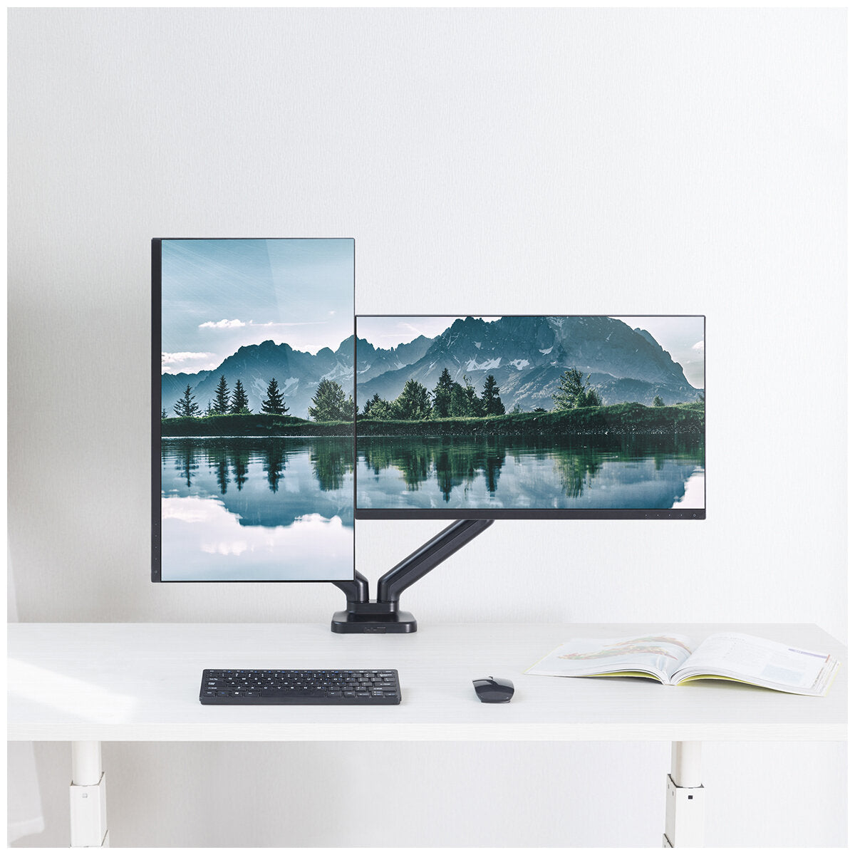 activiva ErgoLife Dual Monitor Arm ACA-MMA-DGC01K Steel Gas Spring | Supports 17-32 Inch Screen Size