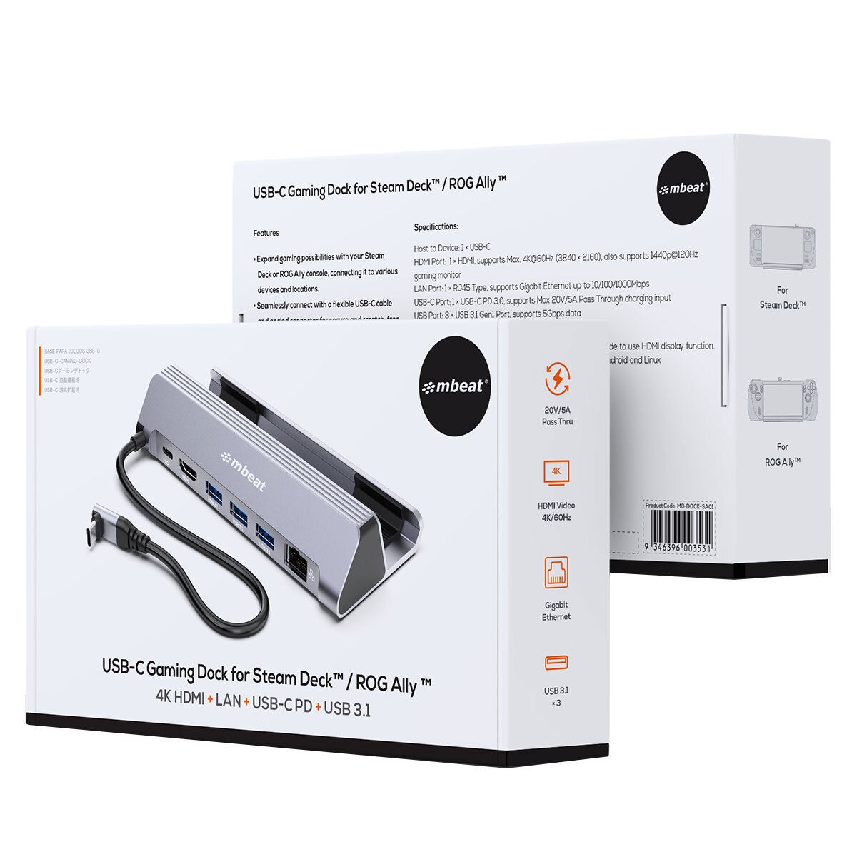 mbeat Portable Docking Station USB-C For ROG Ally And Steam Deck MB-DOCK-SA01 — image 6