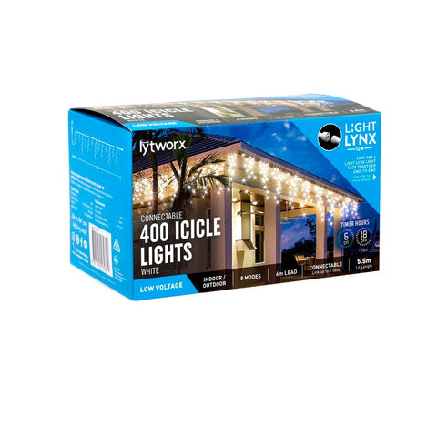 Lytworx 400 White LED Connectable Icicle Lights - 5.5m Plastic - Versatile - SuperSaverAU - view 1