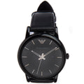 Emporio Armani Three Hand Date Black Leather Men's Watch AR1732 - SuperSaverAU - view 2