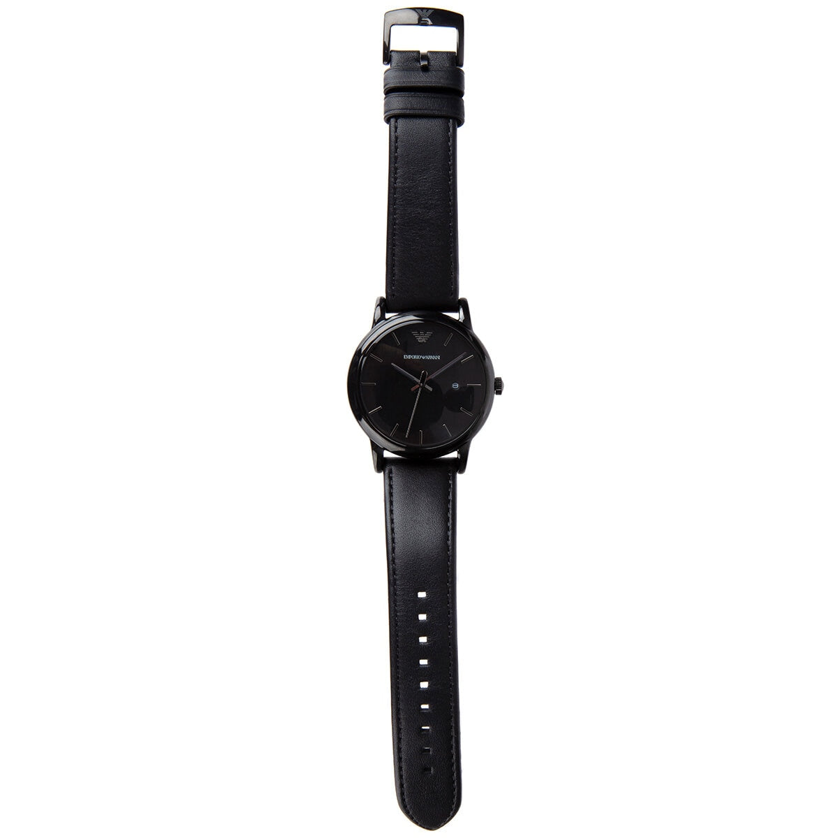 Emporio Armani Three Hand Date Black Leather Men's Watch AR1732 - SuperSaverAU - view 3