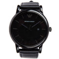 Emporio Armani Three Hand Date Black Leather Men's Watch AR1732 - SuperSaverAU - view 1