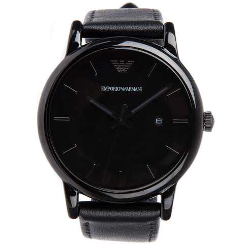Emporio Armani Three Hand Date Black Leather Men's Watch AR1732 - SuperSaverAU - view 1