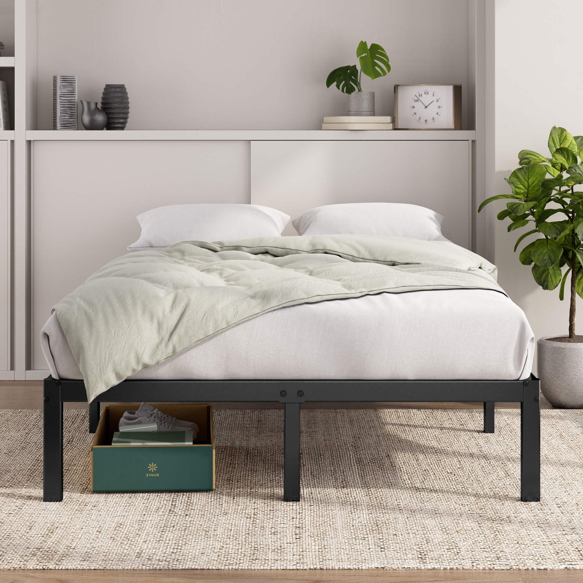 Zinus Double Metal Bed Frame - Black Steel Frame, 300kg Capacity, Tool-Free Assembly - AU-FBMMP1ZC-14D