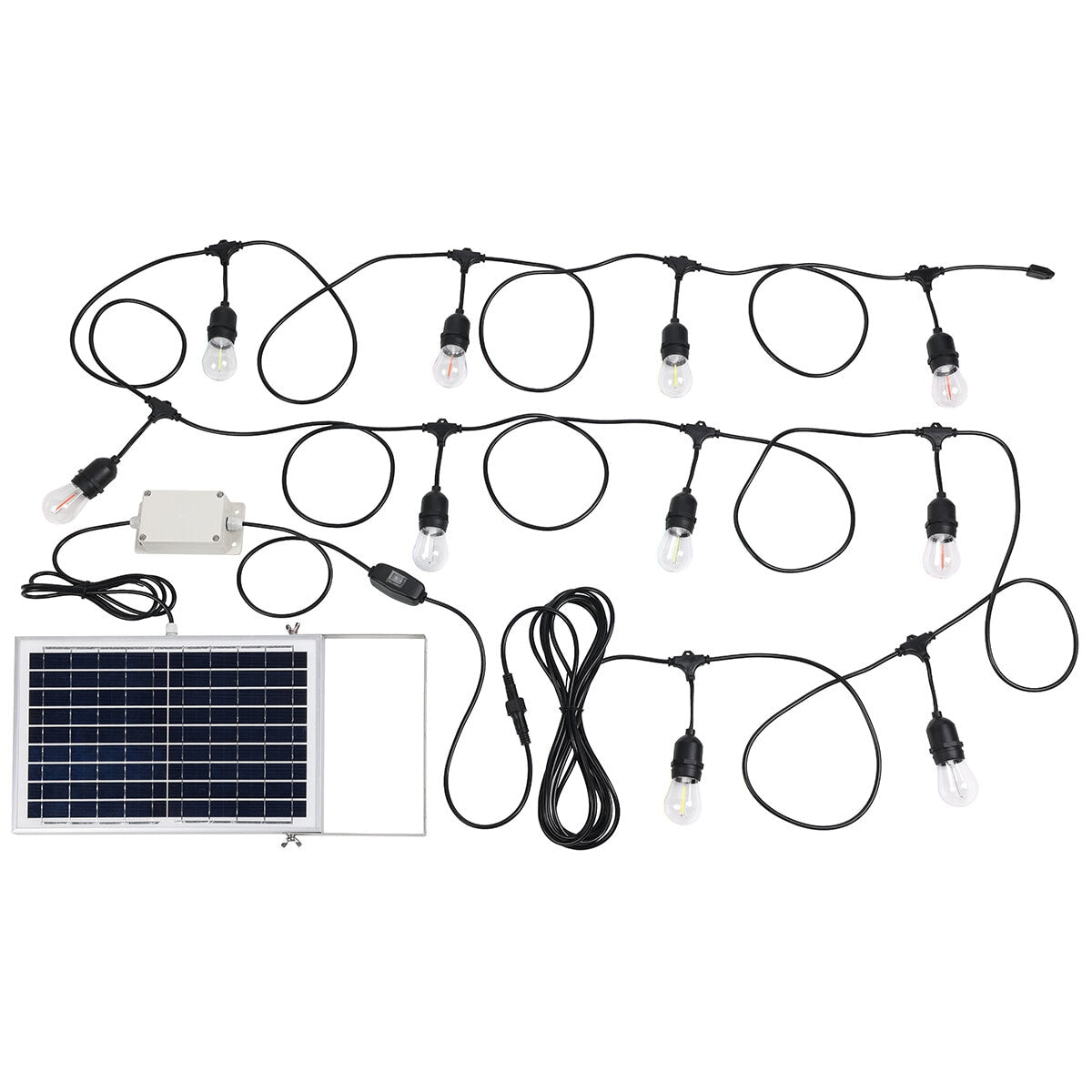 EGLO Festoon Solar Kit 10 Light 12V E27 Multi-Colour - Weatherproof Outdoor Lighting Solution