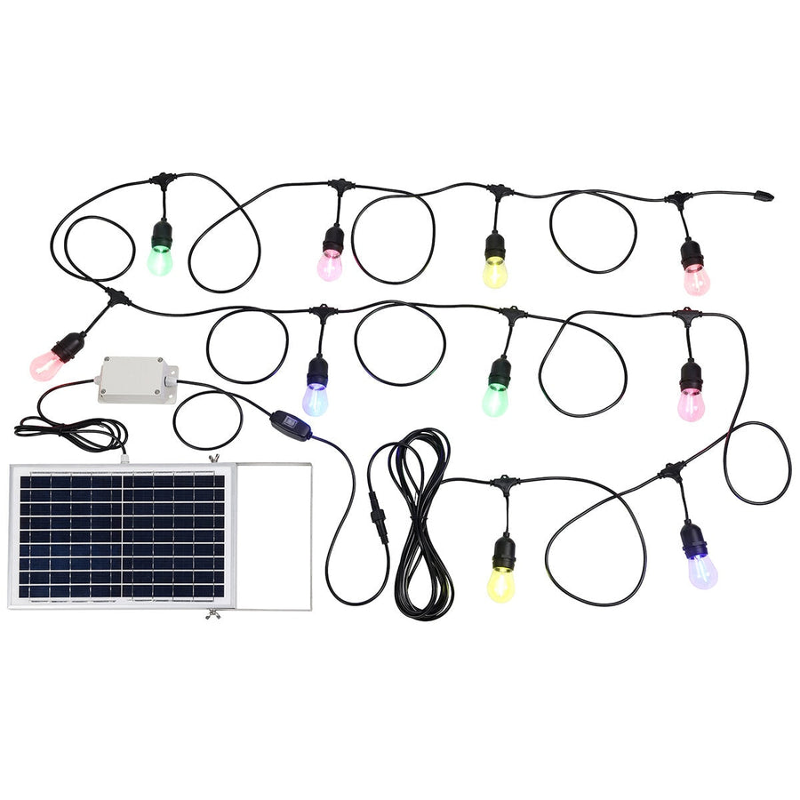 EGLO Festoon Solar Kit 10 Light 12V E27 Multi-Colour - Weatherproof Outdoor Lighting Solution - SuperSaverAU - view 1
