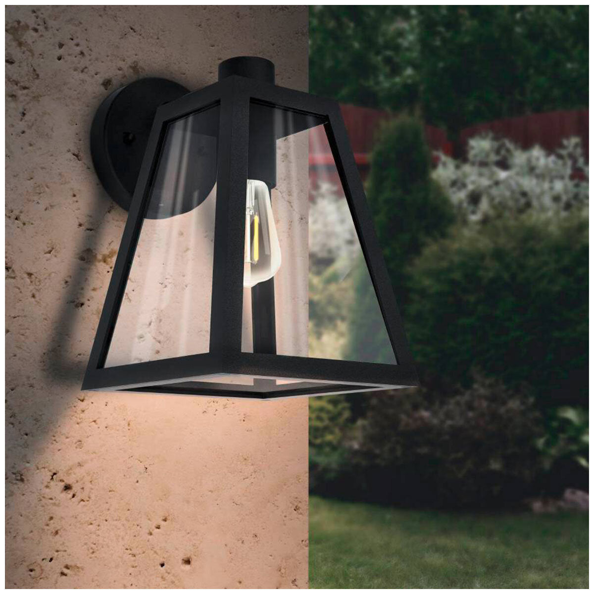 EGLO Mirandola Exterior Wall Light Black | Contemporary Style, LED Filament Globe, 60W E27, IP44 Weatherproof
