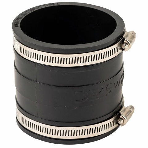 Deks 90mm PVC Stormwater Coupling - EPDM & Stainless Steel, Black