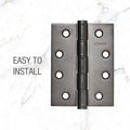 Lemaar Gun Metal Grey Hinge - 100 x 75 x 2.5mm - Fixed Pin - Durable Zinc - SuperSaverAU - view 3