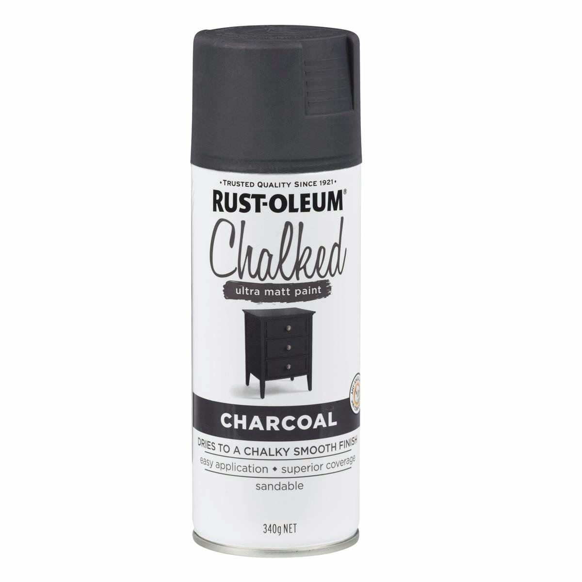 Rust-Oleum Charcoal Ultra Matt Spray Paint 340g Solvent Easy Application - SuperSaverAU - view 1
