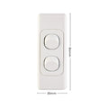 DETA Double Architrave Switch - White Polycarbonate Vertical 2 Switch 10A 240V
