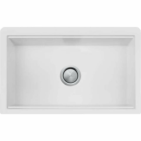Oliveri Santorini White Farmhouse Undermount Sink - Single Bowl, No Drainer, Made in Italy - ST-WH1584U