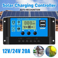 20A Solar Charge Controller for 12V and 24V Systems with LCD and Dual USB