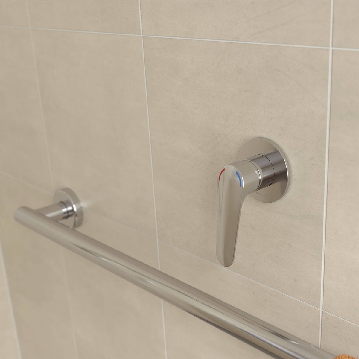 Homecare By Caroma Chrome Assistant Living Bath Shower Mixer 80mm - Ergonomic Design - AS1428.1 Compliant - SuperSaverAU - view 3