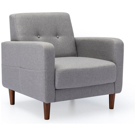 Zinus Adair Modern Armchair - Light Grey with Armrest Pockets and Tool-Free Assembly - AU-AD-LG-AC