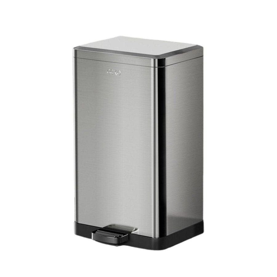 20L Foot Pedal Rubbish Bin with Lid, Household Trash Can - Stainless Steel