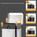 20L Foot Pedal Rubbish Bin with Lid, Household Trash Can - Stainless Steel - view 5