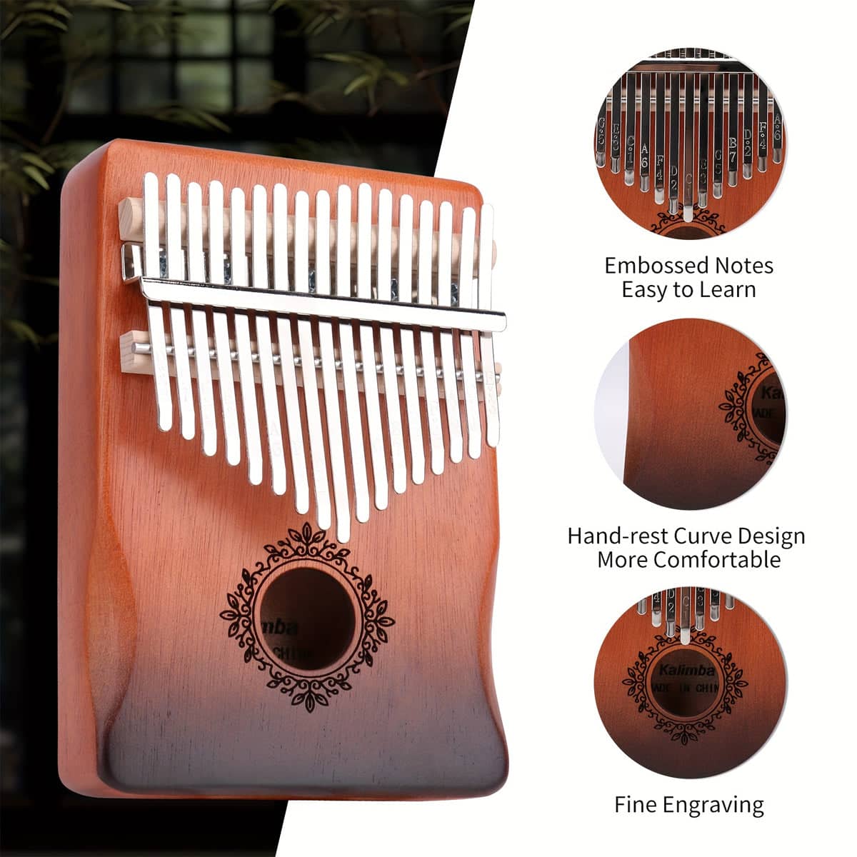 21 Key Beginner Thumb Piano Portable Kalimba for Kids and Adults Music Practice - view 5