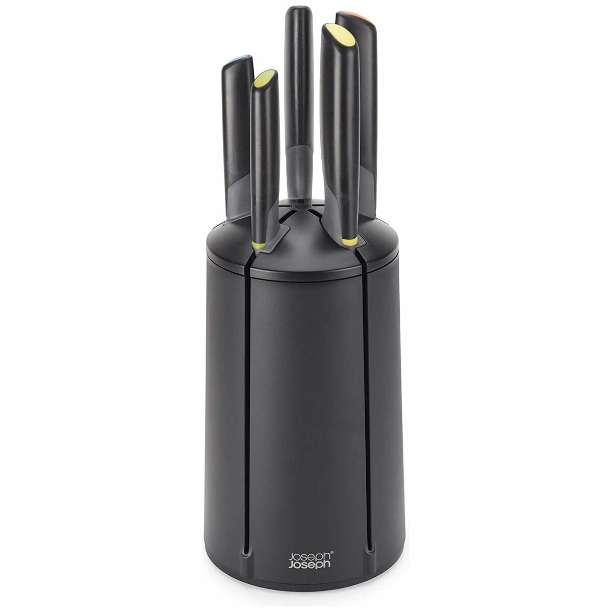 Joseph Joseph Elevate Carousel knife set - 6 piece, black, rotating block, Japanese stainless steel - 10527