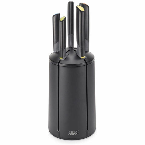 Joseph Joseph Elevate Carousel knife set - 6 piece, black, rotating block, Japanese stainless steel - 10527