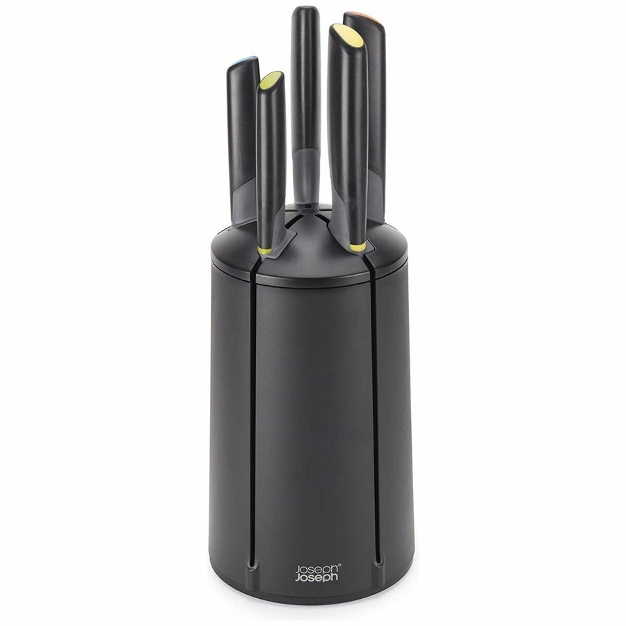 Joseph Joseph Elevate Carousel knife set - 6 piece, black, rotating block, Japanese stainless steel - 10527