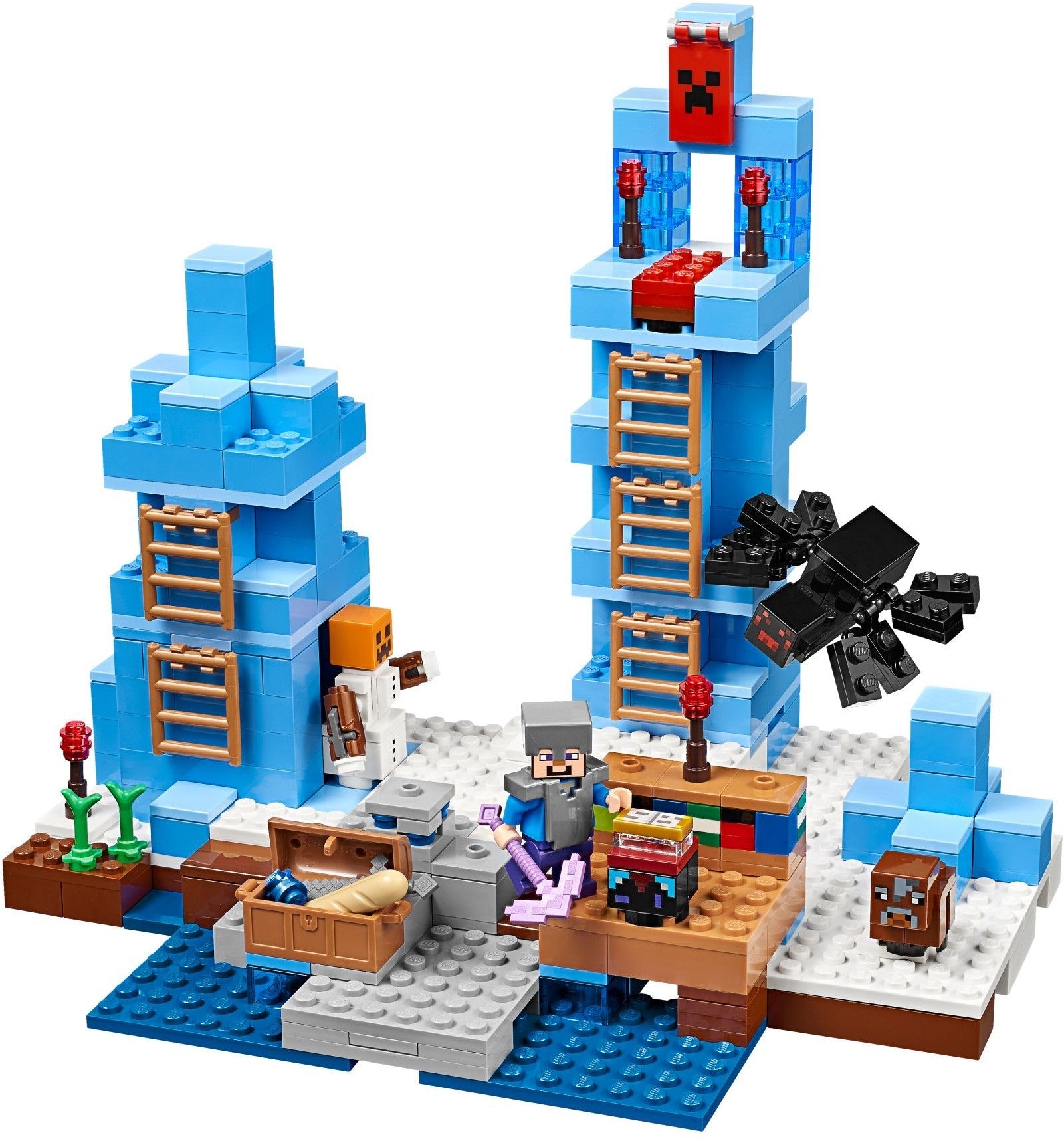 LEGO 21131 The Ice Spikes Minecraft Set: Snow Golem & Spider Adventure - SuperSaverAU - view 1