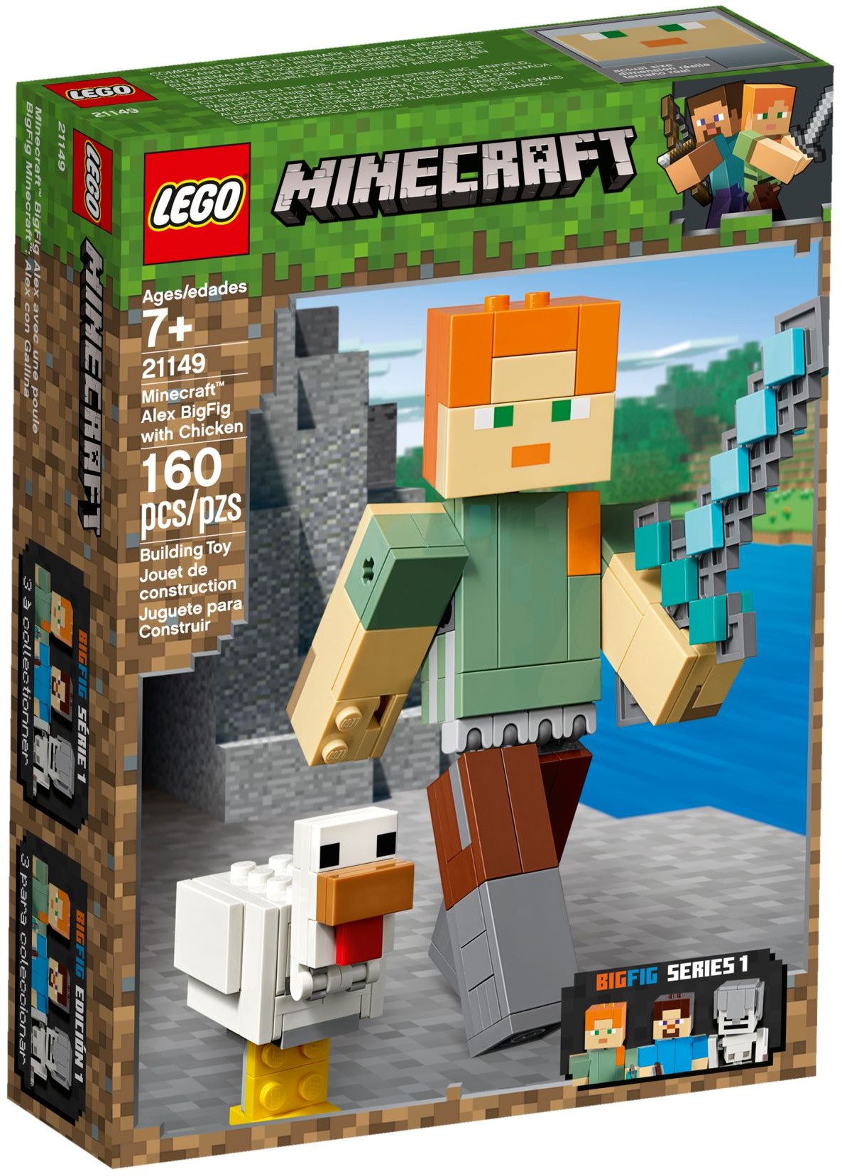 LEGO 21149 Minecraft Alex BigFig with Chicken Action Figure Toy - SuperSaverAU - view 1