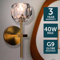 Brilliant Celeste 27.5cm Cut Glass and Satin Brass Vanity Light Indoor 22439/12