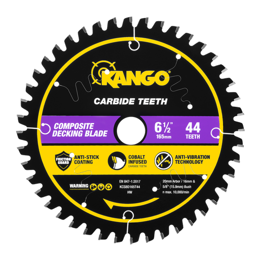 Kango Composite Decking Circular Saw Blade 165mm 44T - Clean Cuts - Durable
