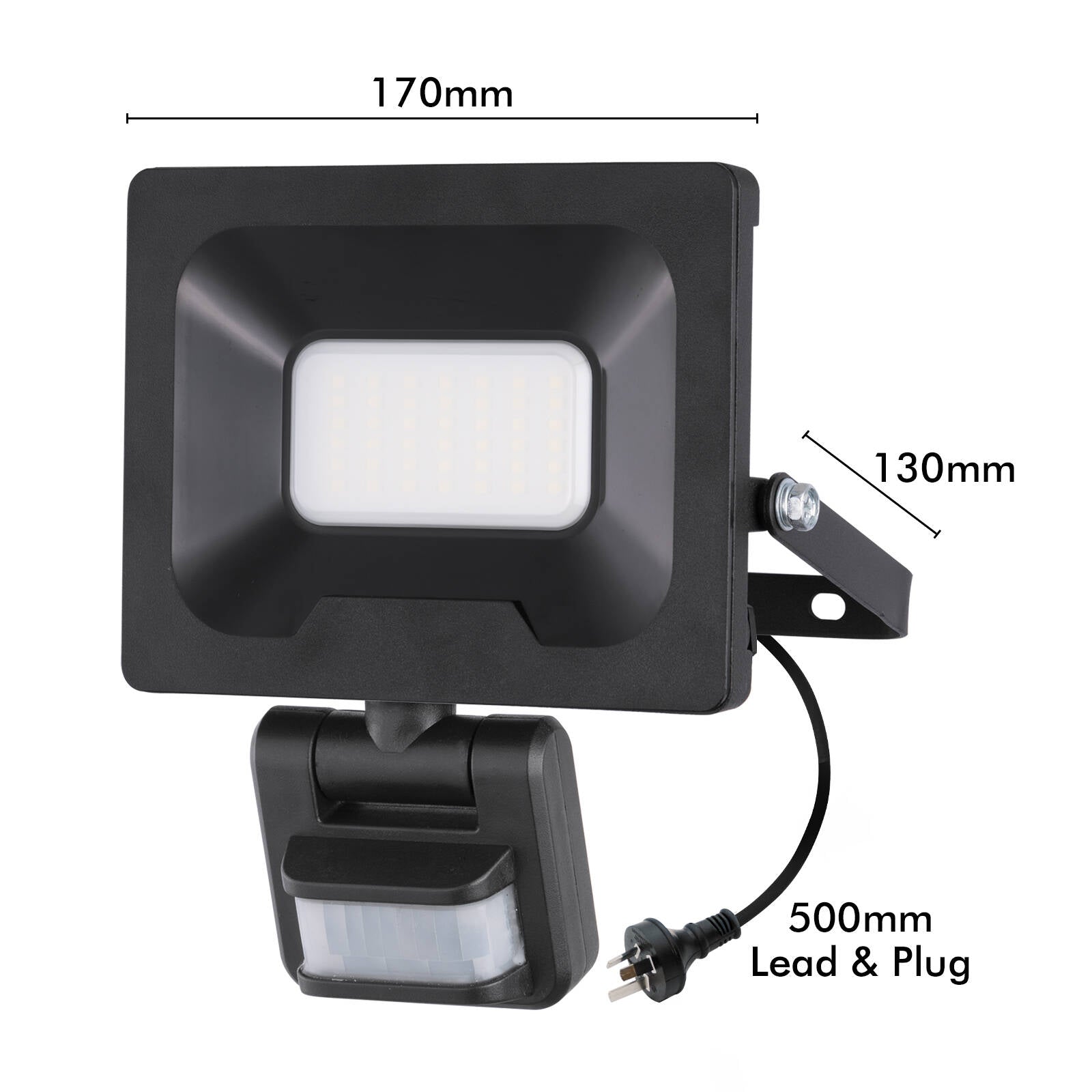 Arlec 20W LED Security Floodlight with PIR Sensor 1700lm Aluminium Outdoor MAL352