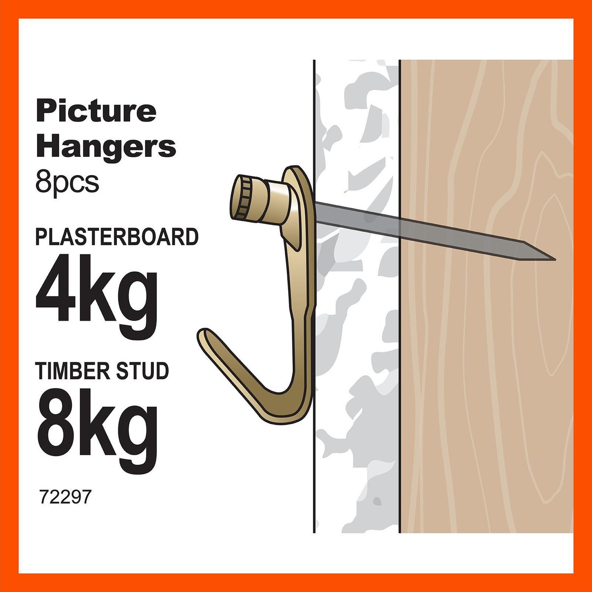 Everhang Picture Hanging - 8kg - Brass Plated - 8 Pack - SuperSaverAU - view 3