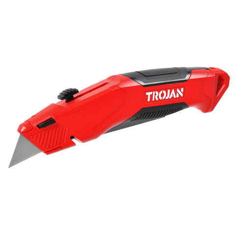 Trojan Retractable Utility Knife - Zinc Alloy - 3 SK5 Blades - 71.6mm x 12.7mm x 245mm - SuperSaverAU - view 1