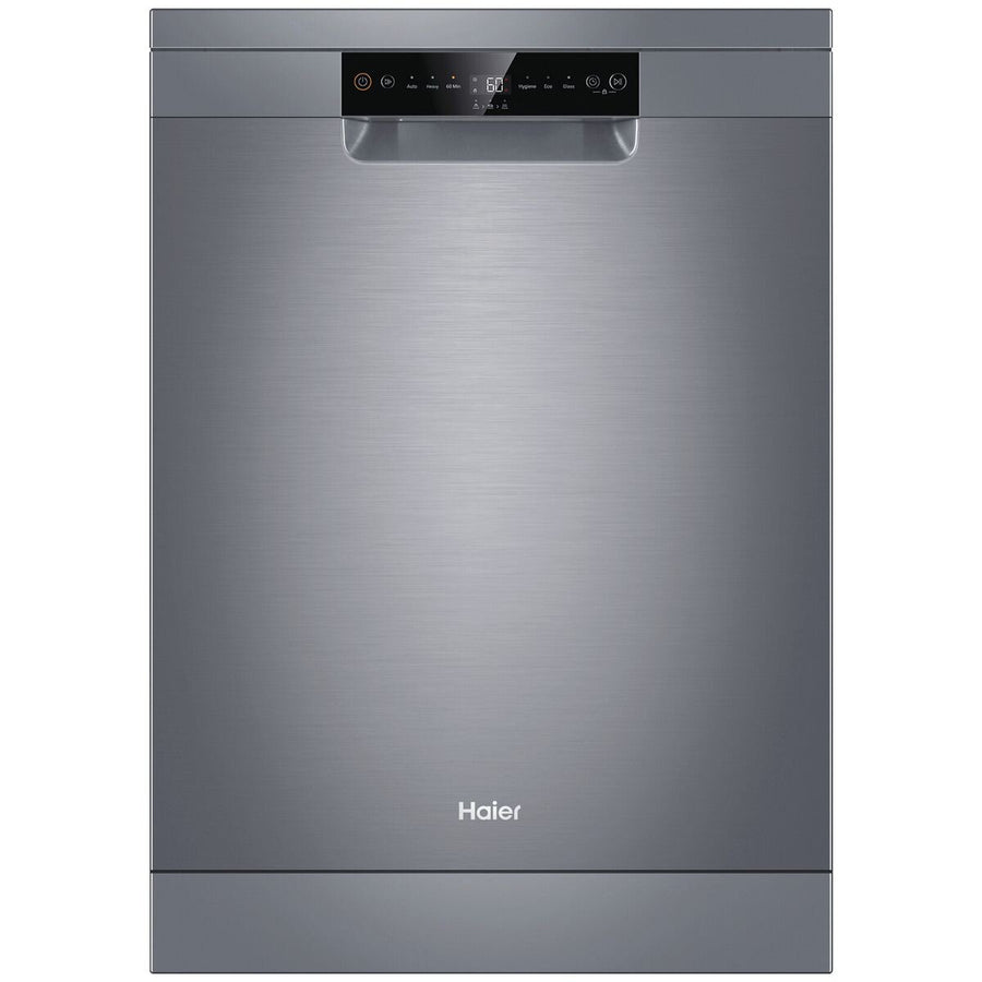 Haier 60cm 300 Series Freestanding Dishwasher - 13 Place Settings - Satina - Auto Wash Sensing - HDW13F0S1