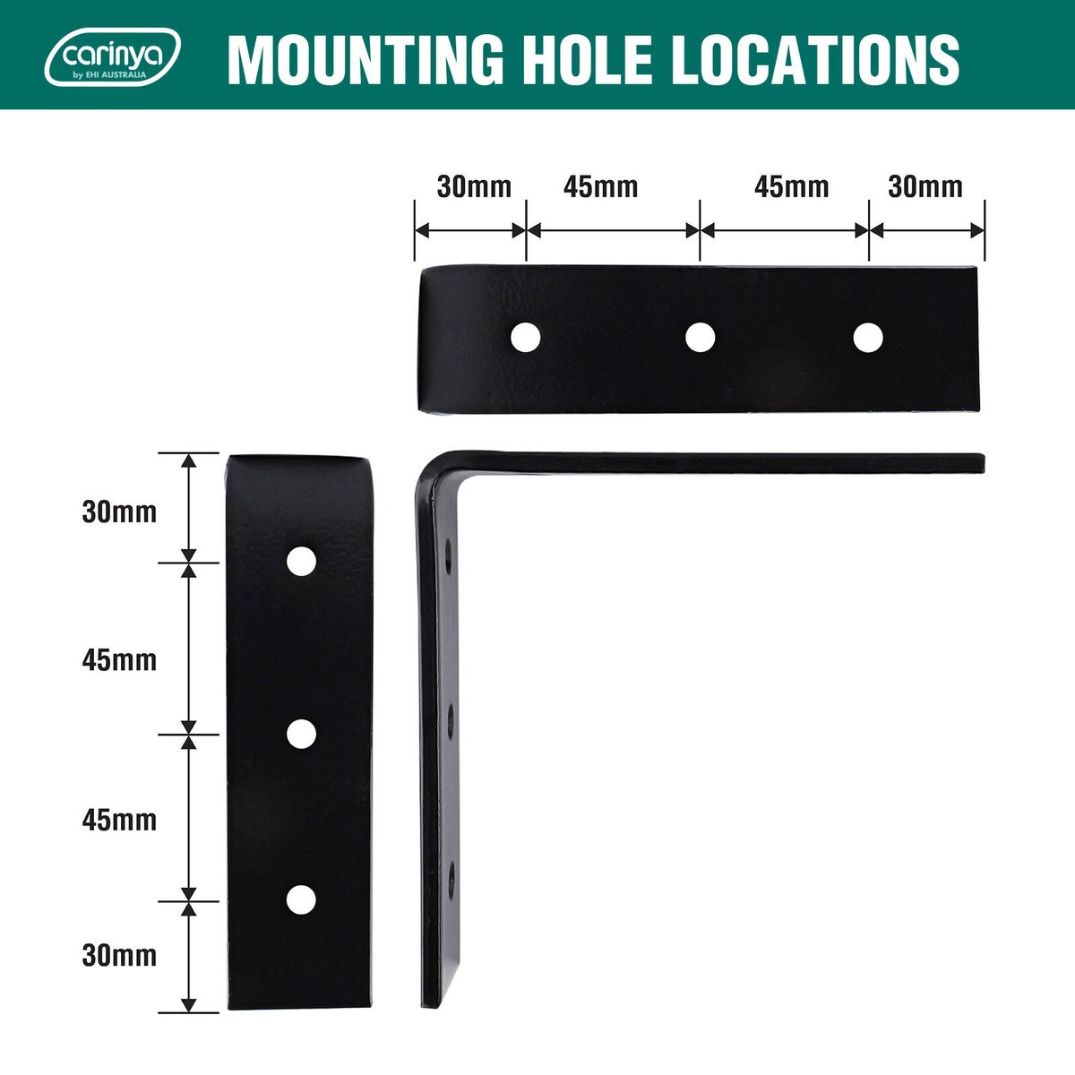 Carinya Heavy Duty Angle Bracket 150 x 150mm - Black - 150kg Load Capacity - SuperSaverAU - view 5