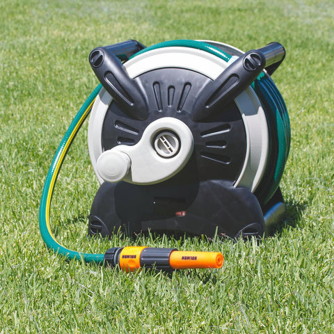 Holman 15m Portable Garden Hose Cart - Wall Mountable, Handle Wind, Holds 15m of 12mm Hose
