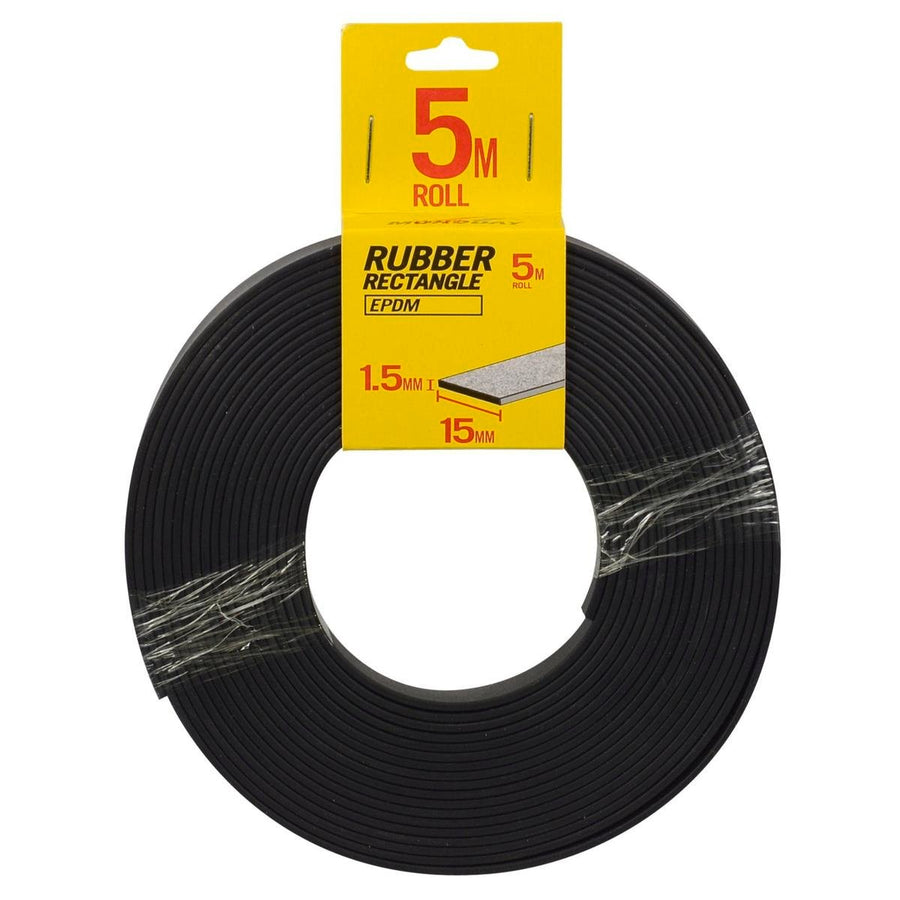 Moroday Black Rectangle Rubber Roll 15x1.5mm 5m EPDM Durable Sealing - SuperSaverAU - view 1