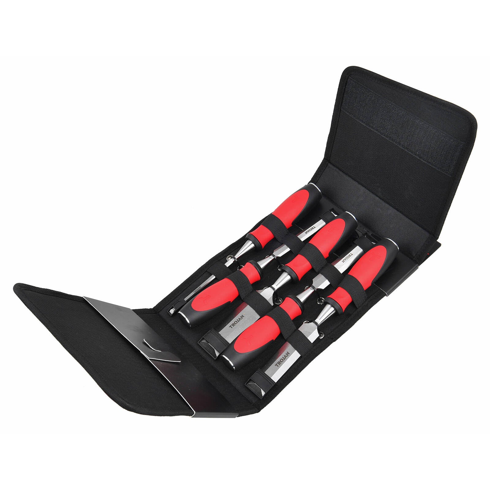 Trojan 5 Piece Wood Chisel Set 6mm to 32mm with Full Tang Blades and Rubber Grips