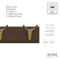 Mode 4 Brass Cow Hooks on Oak Board Hook Rack - 450mm - Decorative Storage - SuperSaverAU - view 4
